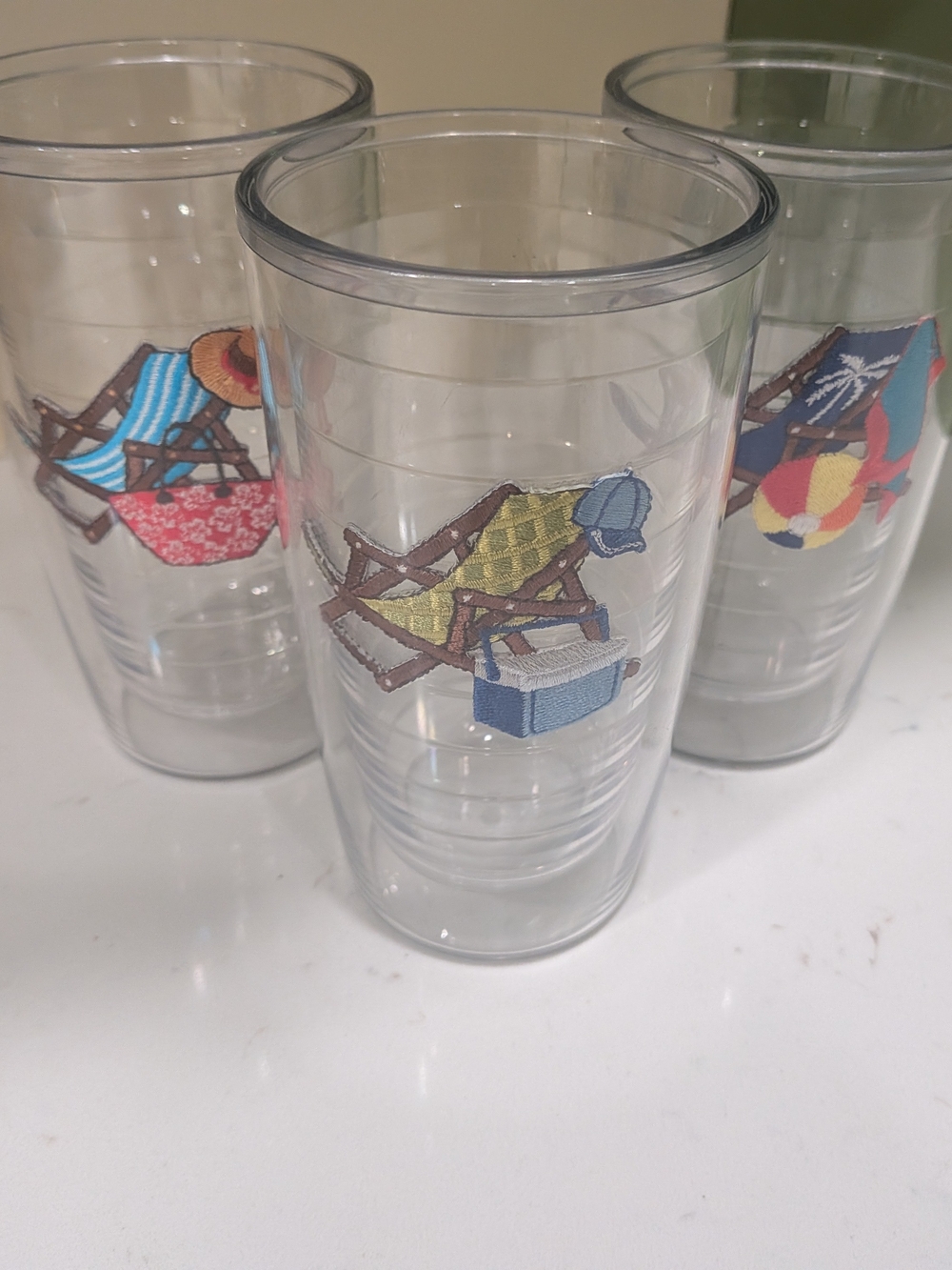 Tervis Tumbler Beach Chair Towel 16 oz Insulated USA Plastic No Lid Set Of 3